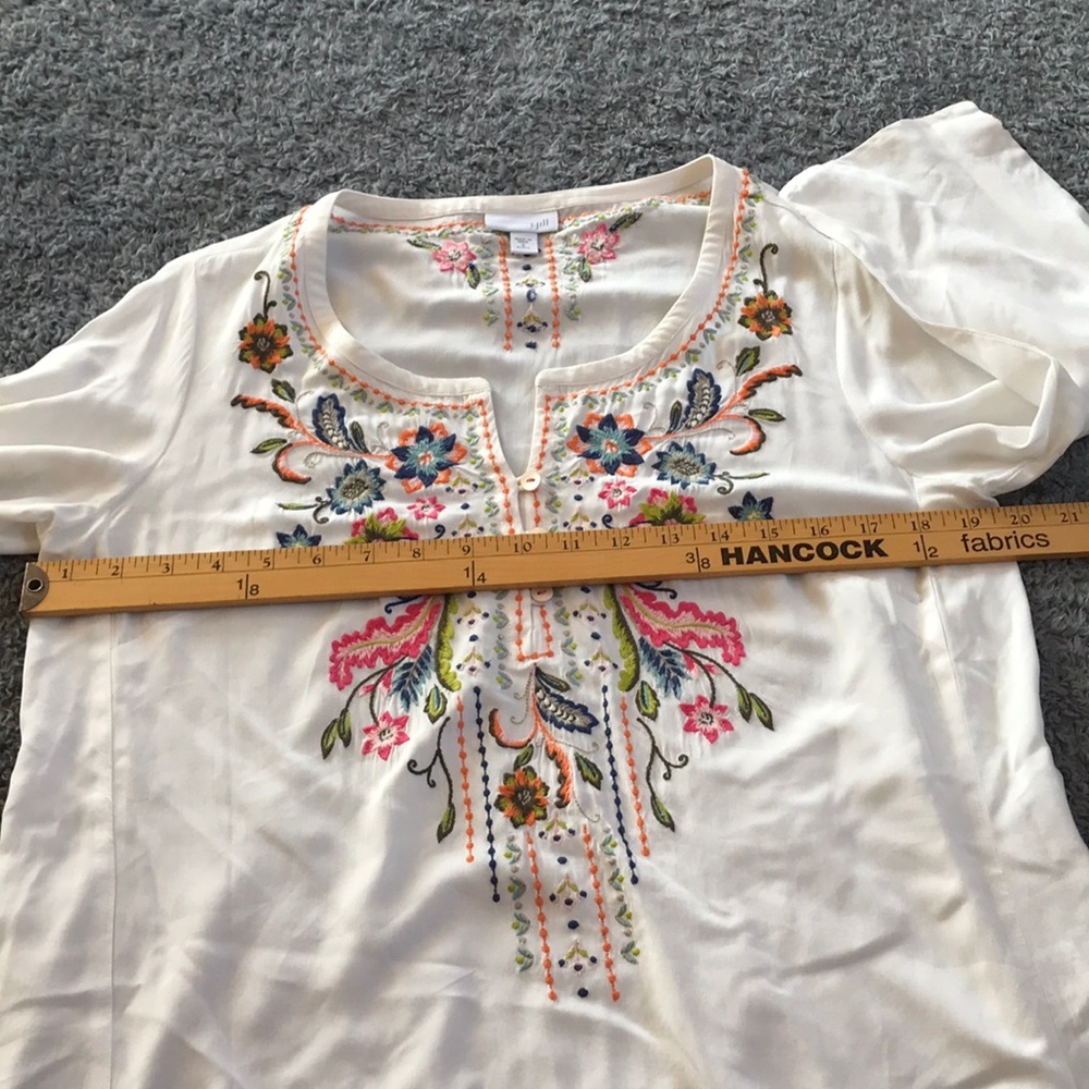 J. Jill White Embroidered Floral Cotton Tunic - Picture 5 of 8